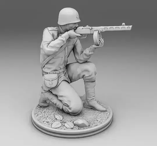 Soldier with Shpagin submachine gun  3D print model