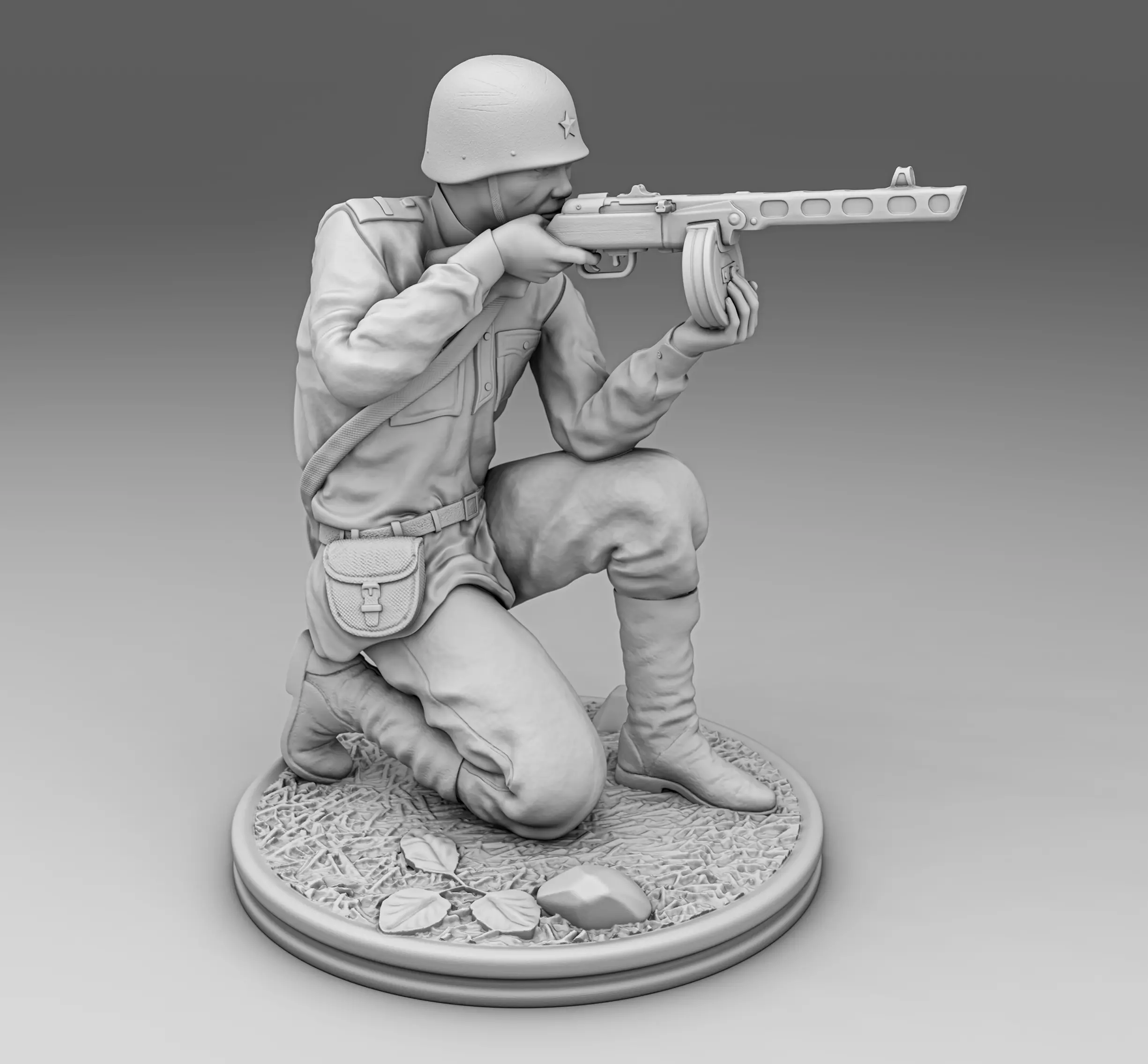 Soldier with Shpagin submachine gun  3D print model_0