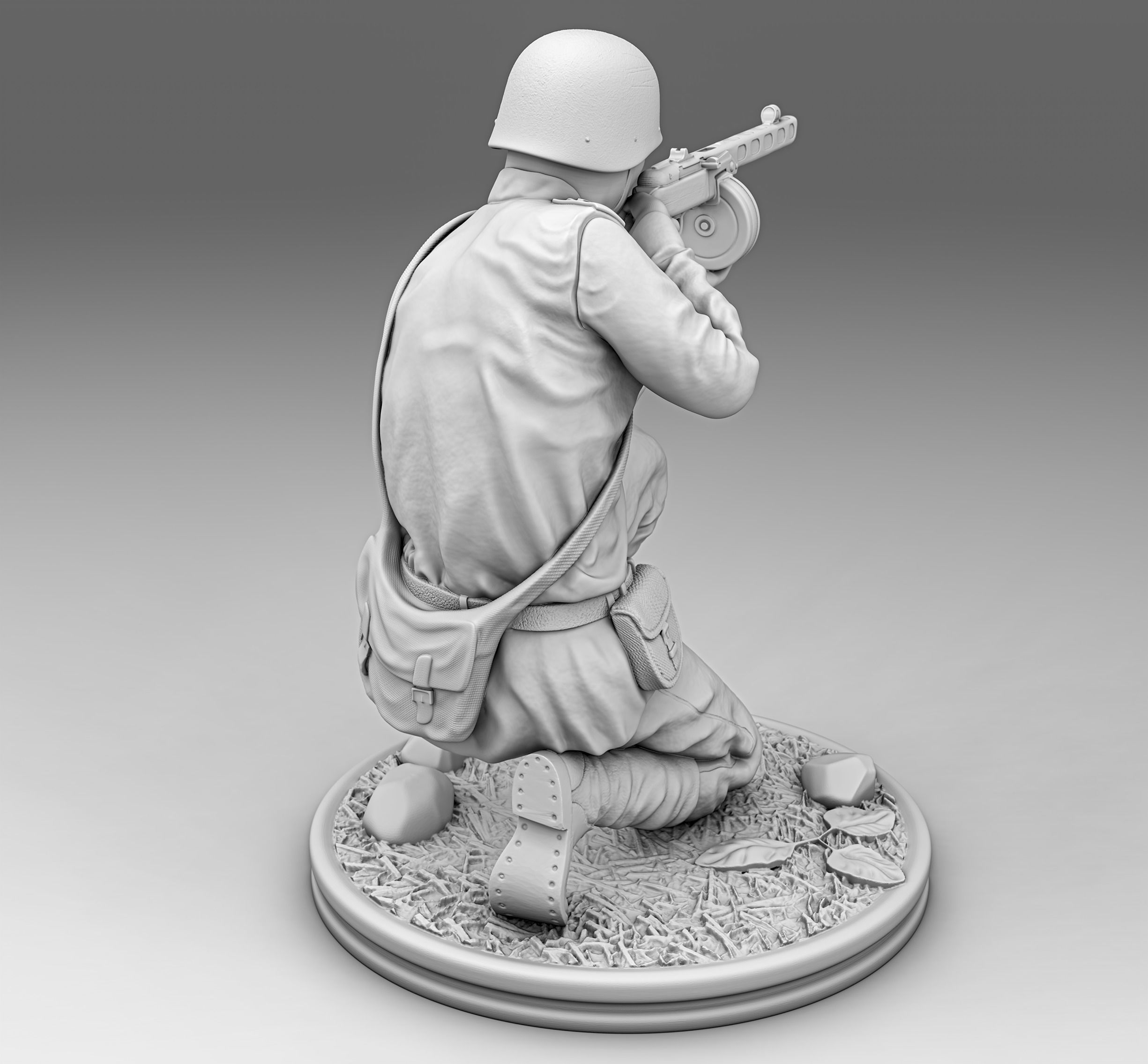 Soldier with Shpagin submachine gun  3D print model_2