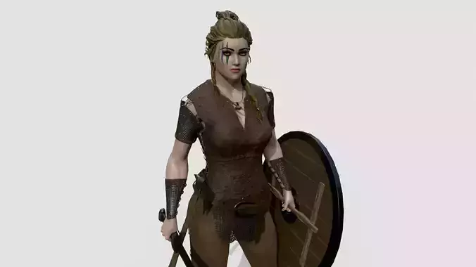 Viking Shieldmaiden Low-poly 3D model