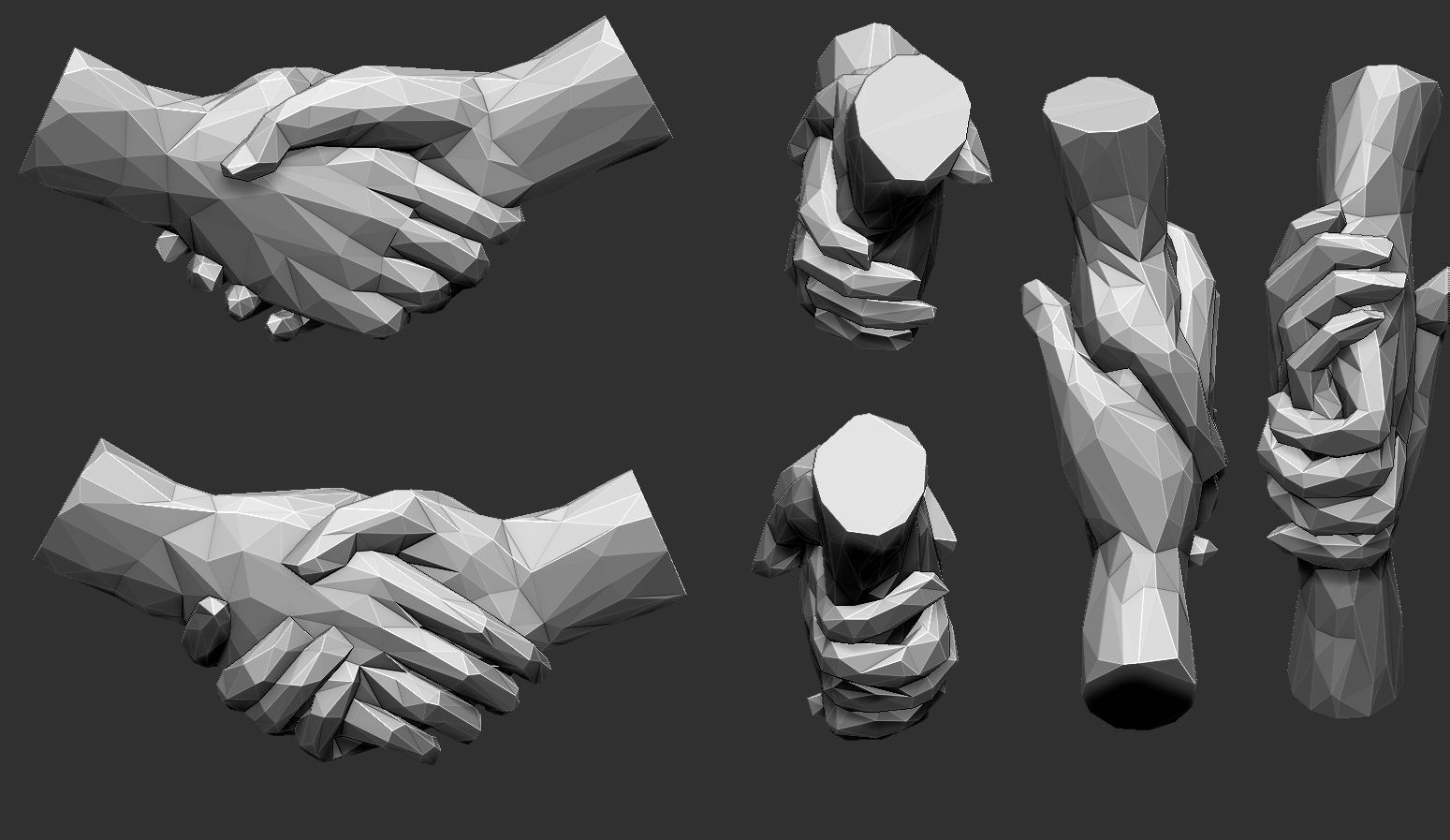 Shake hands Triangulated Stylized 3D print model_8
