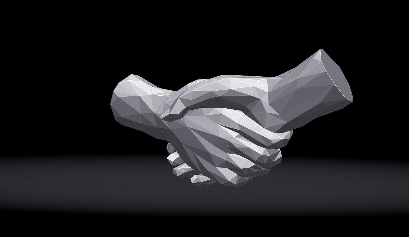 Shake hands Triangulated Stylized 3D print model_2