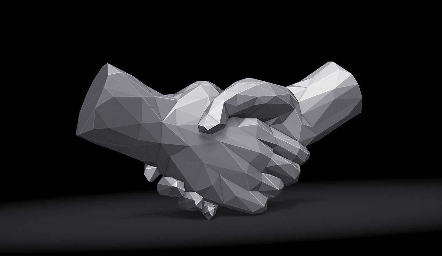 Shake hands Triangulated Stylized 3D print model_3
