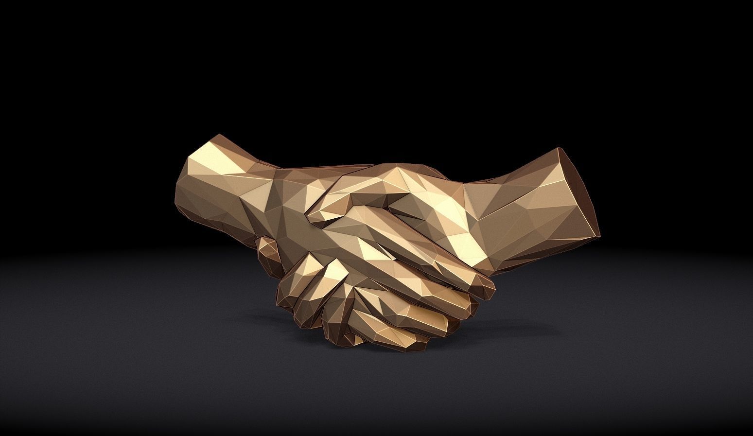 Shake hands Triangulated Stylized 3D print model_9