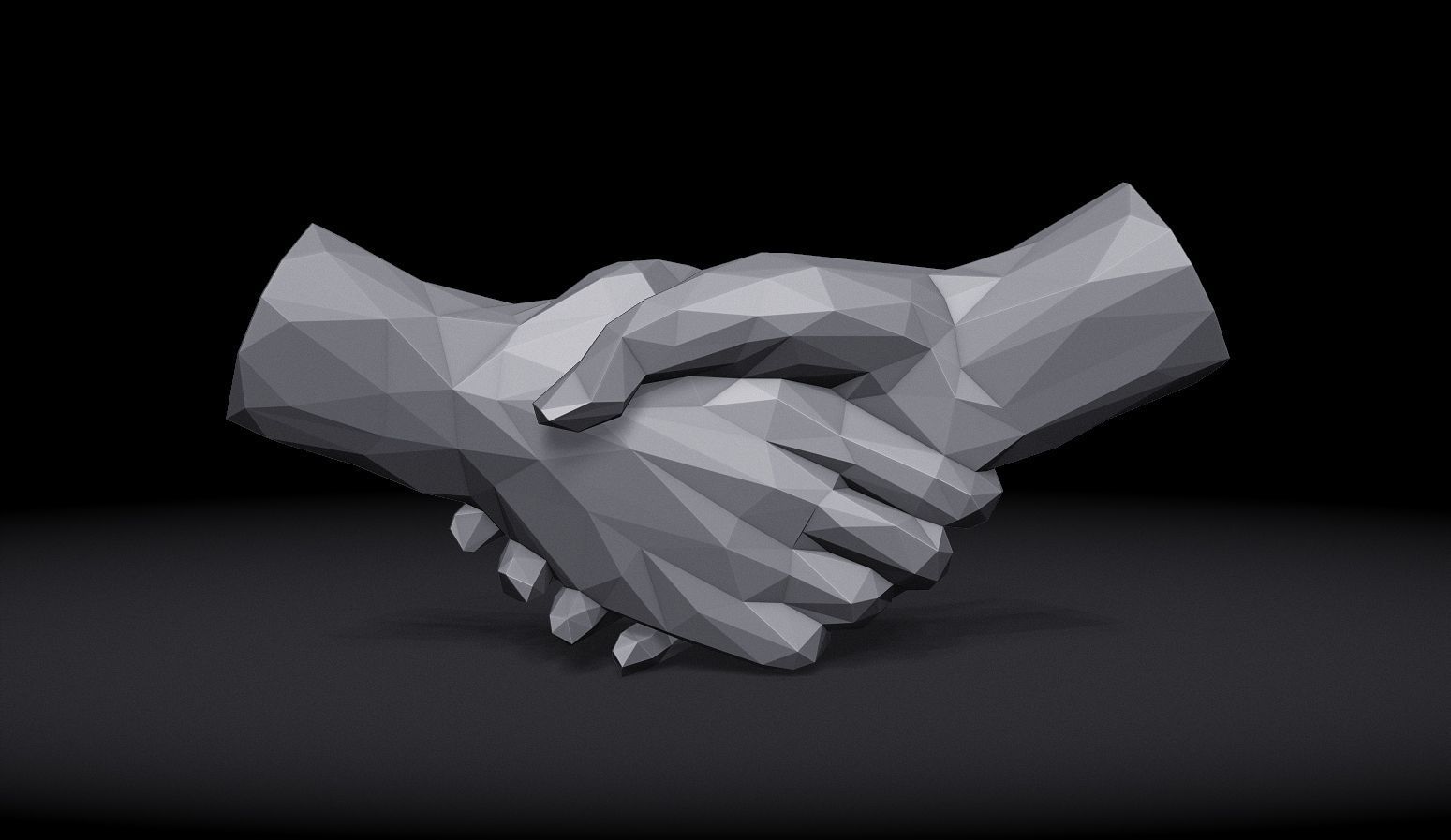Shake hands Triangulated Stylized 3D print model_1