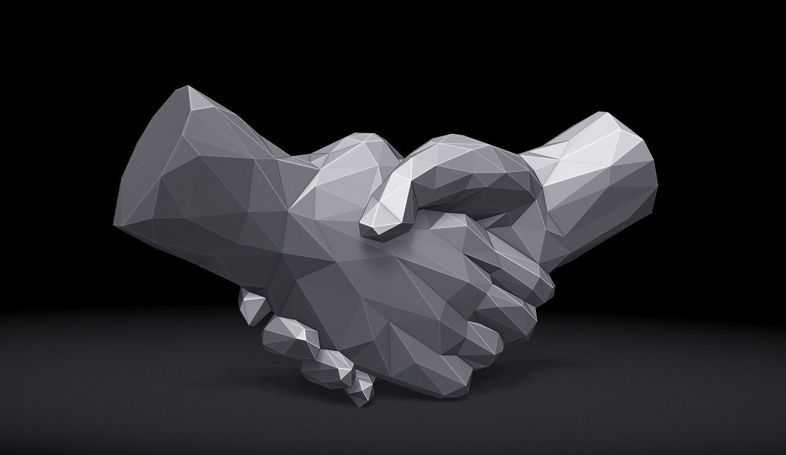 Shake hands Triangulated Stylized 3D print model_5