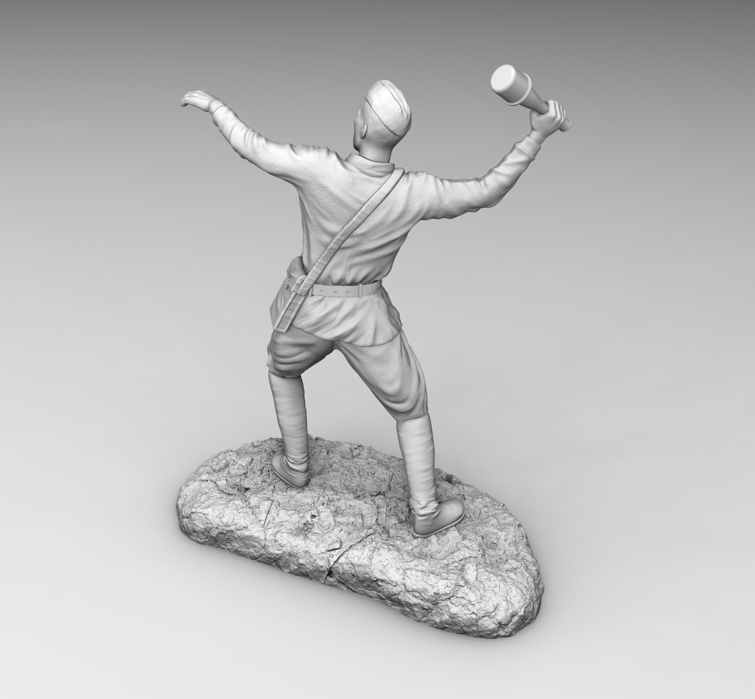 A soldier throws a grenade 3D print model_1