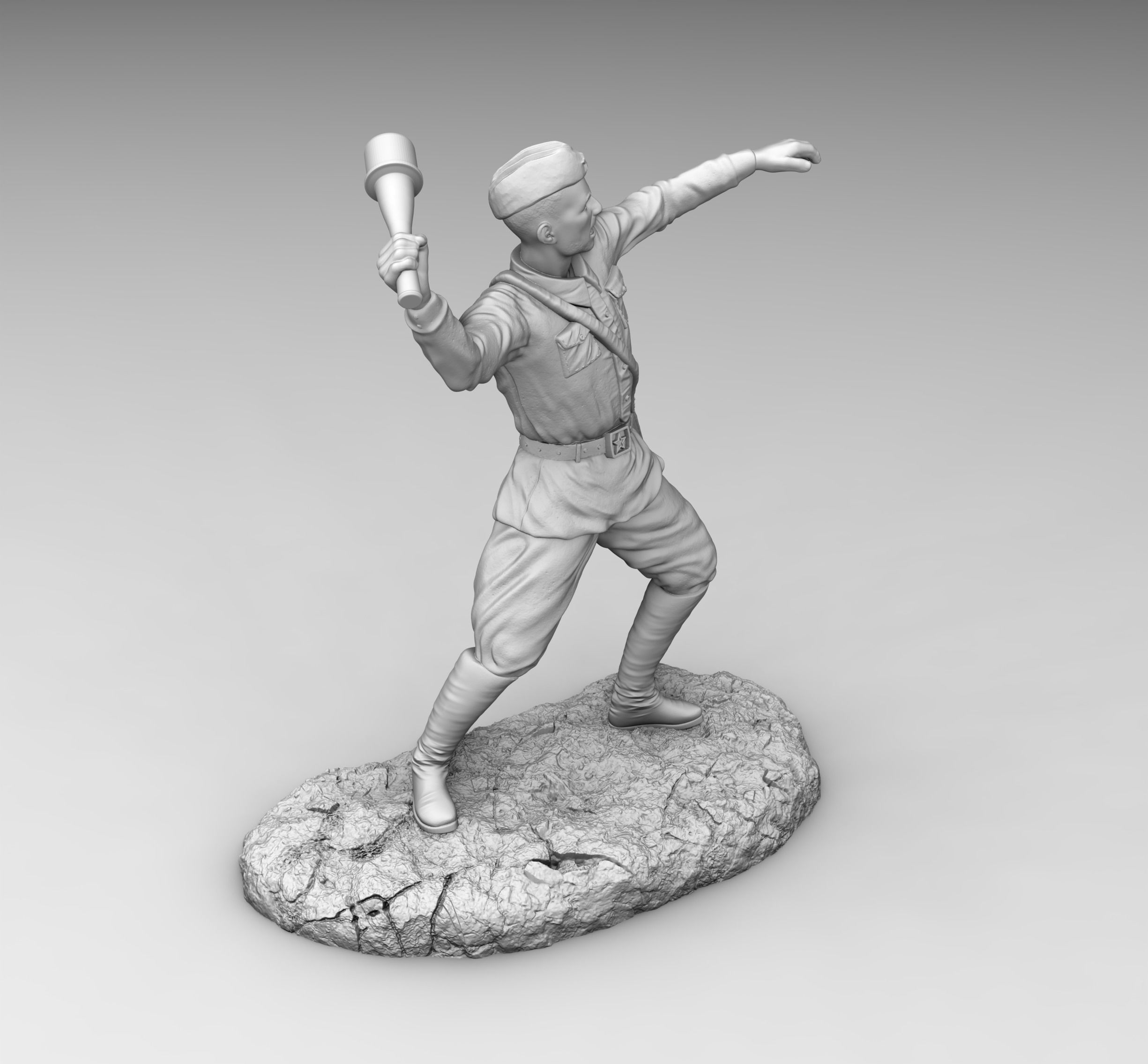 A soldier throws a grenade 3D print model_2