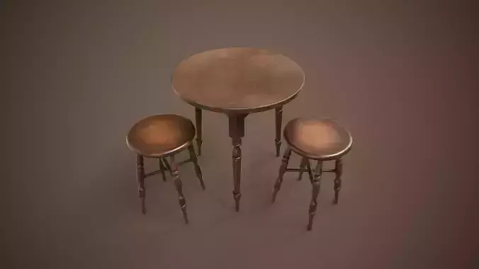 Bar table and stool Low-poly 3D model