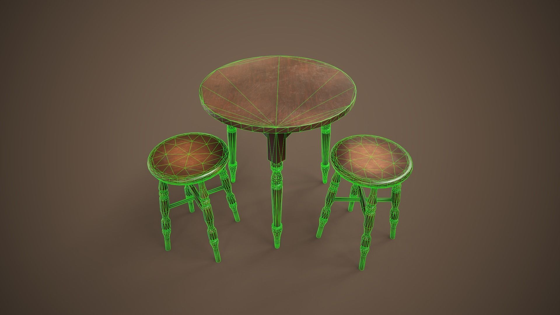 Bar table and stool Low-poly 3D model_4