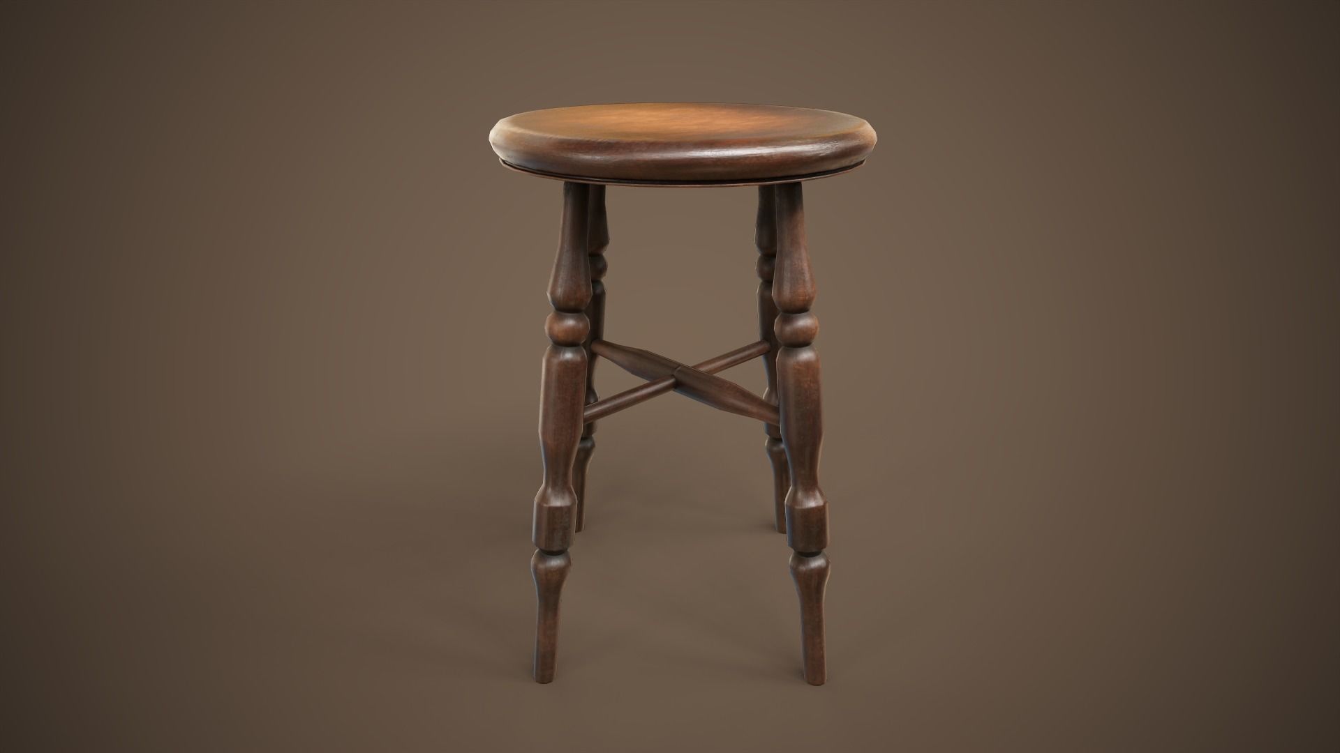 Bar table and stool Low-poly 3D model_6