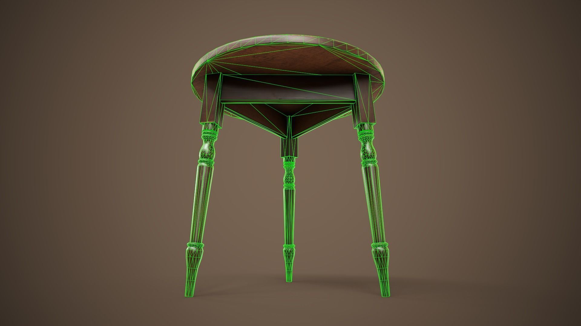 Bar table and stool Low-poly 3D model_15