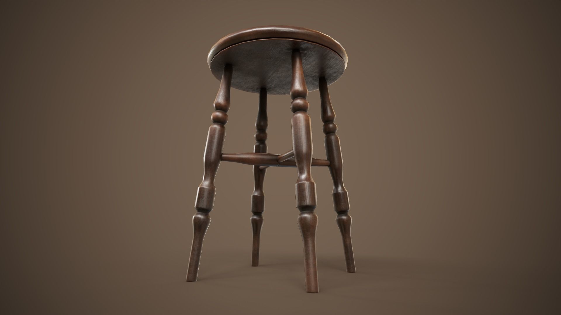 Bar table and stool Low-poly 3D model_9