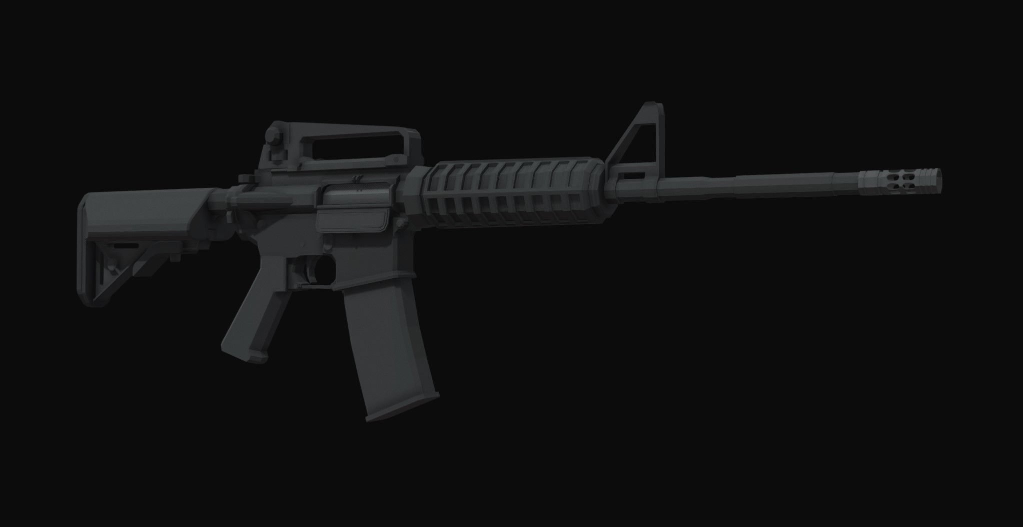 M4A1 Stock Low Poly Low-poly 3D model_3