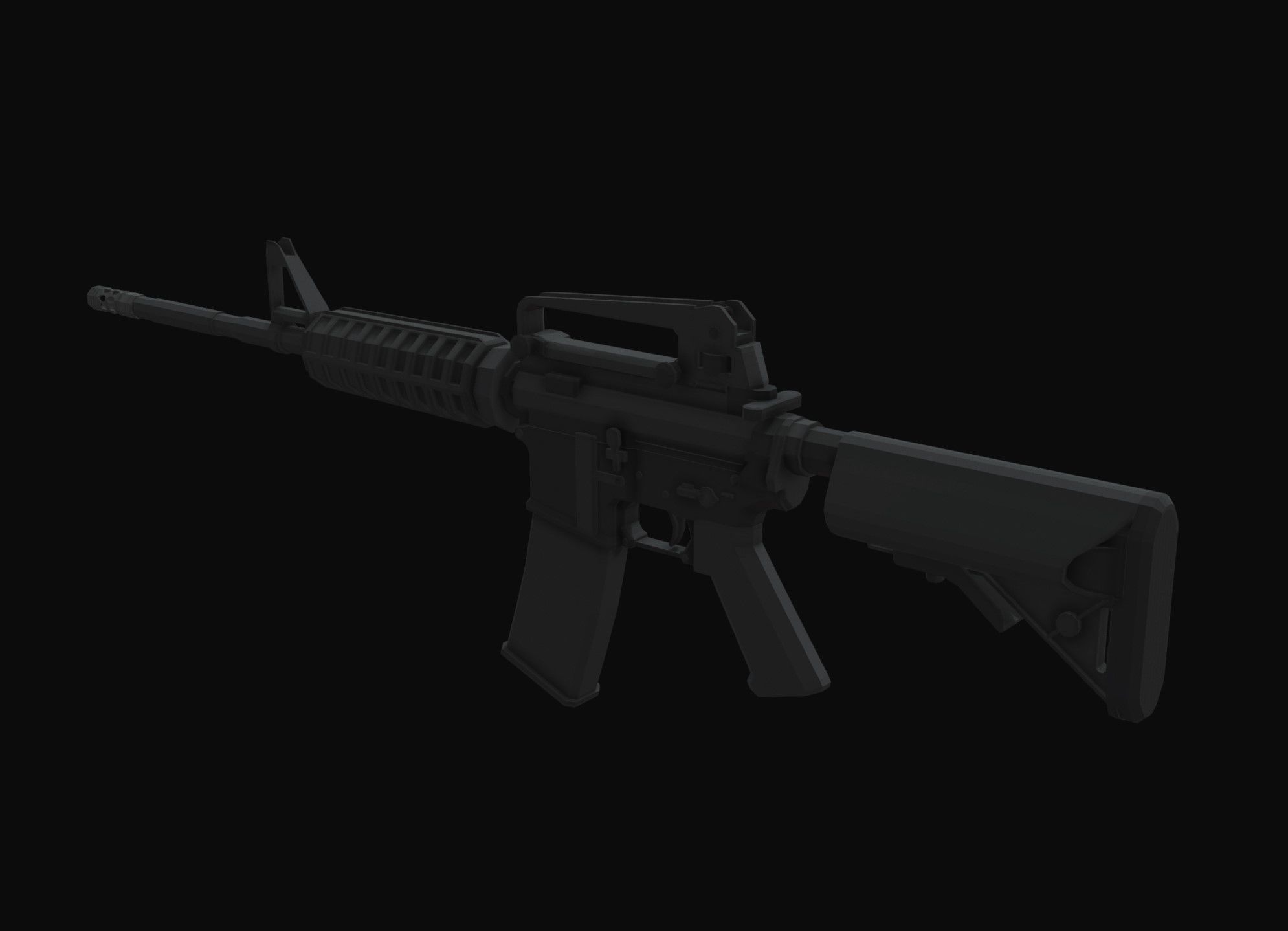 M4A1 Stock Low Poly Low-poly 3D model_1
