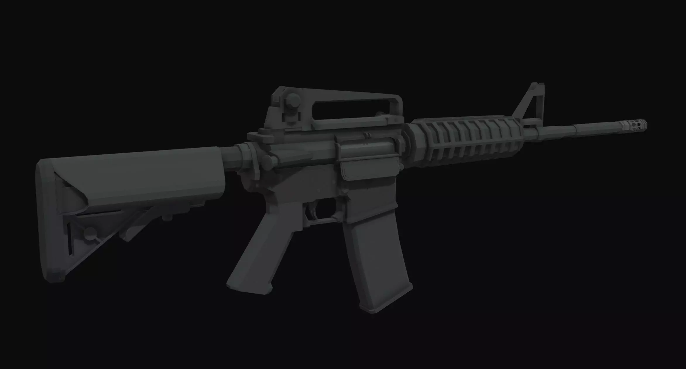 M4A1 Stock Low Poly Low-poly 3D model_0