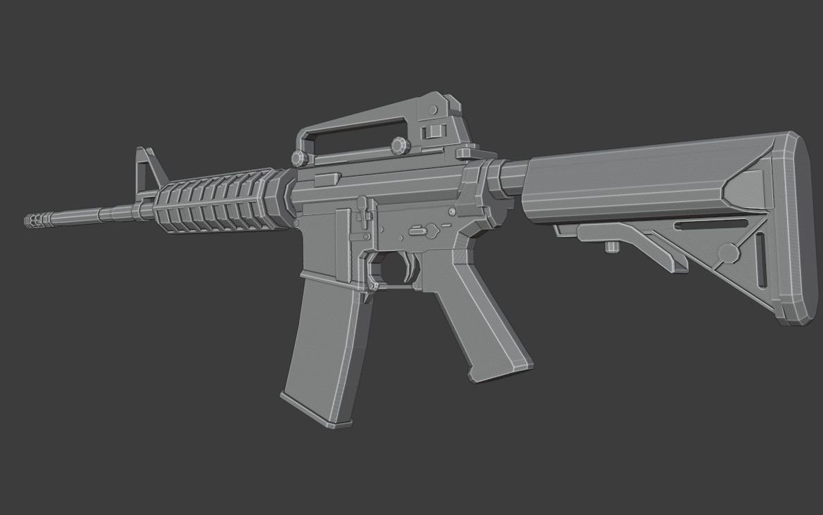 M4A1 Stock Low Poly Low-poly 3D model_6
