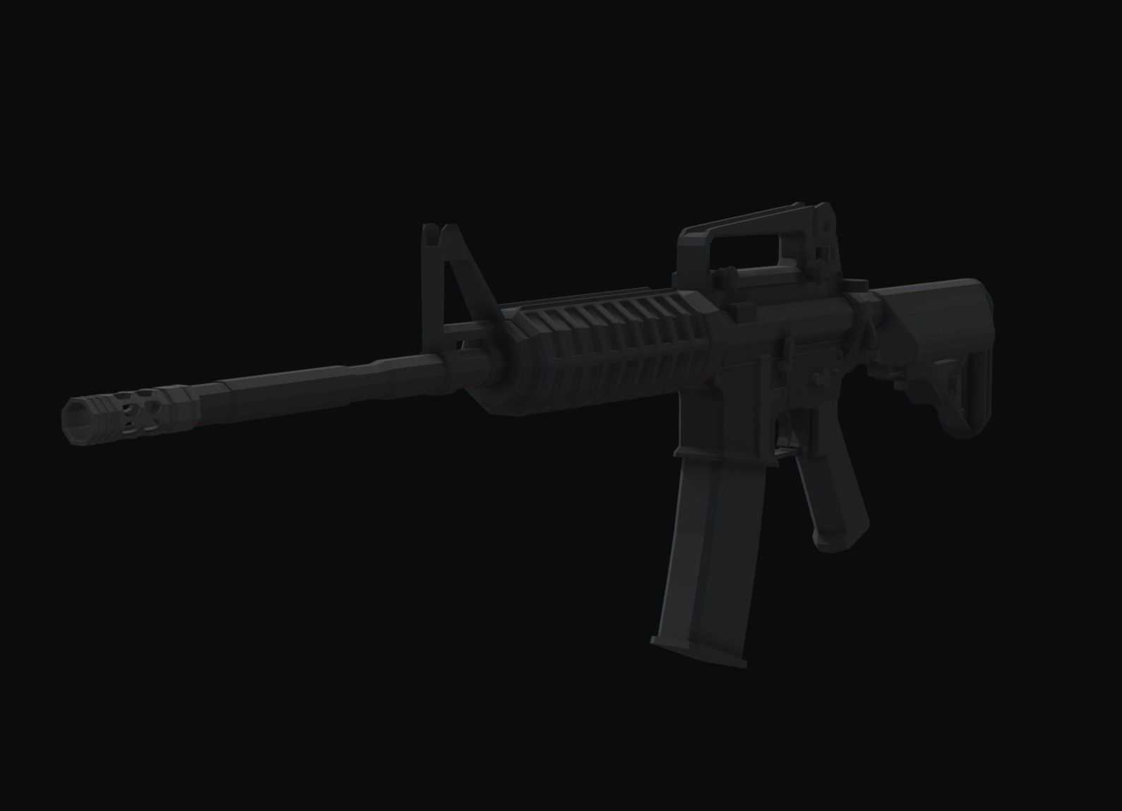 M4A1 Stock Low Poly Low-poly 3D model_2