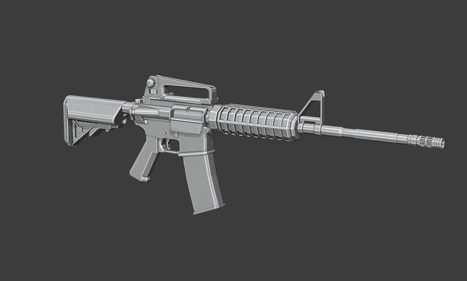 M4A1 Stock Low Poly Low-poly 3D model_4