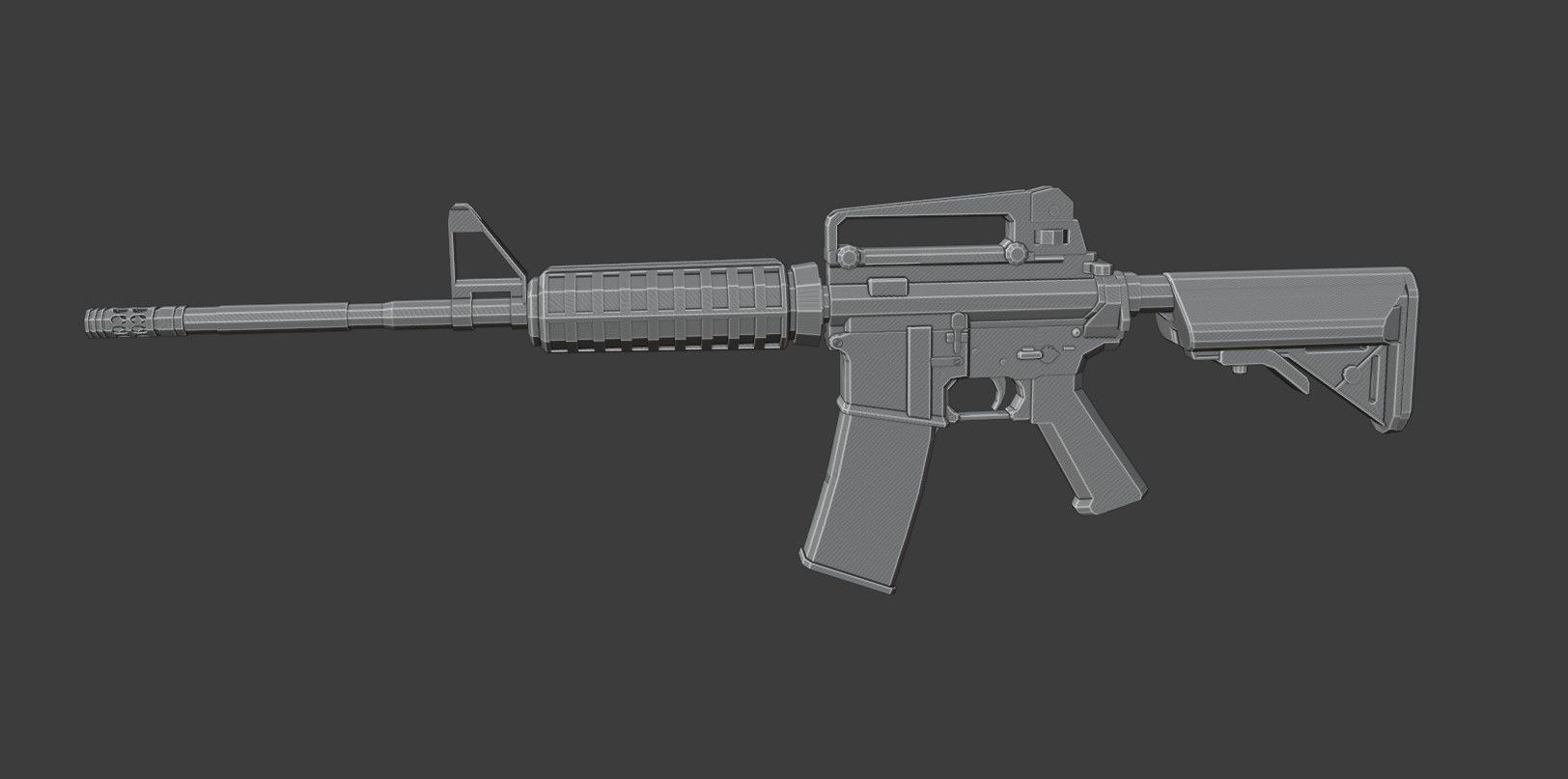 M4A1 Stock Low Poly Low-poly 3D model_7