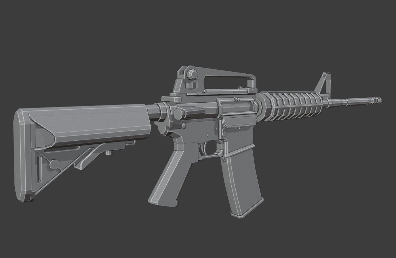 M4A1 Stock Low Poly Low-poly 3D model_5