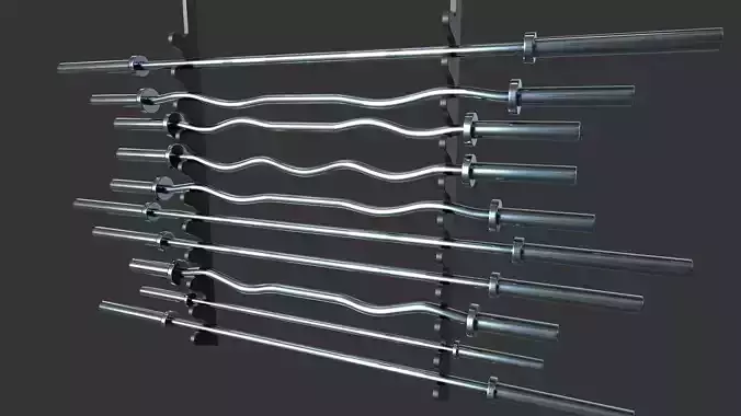 Wall Mounted Barbell 3D model