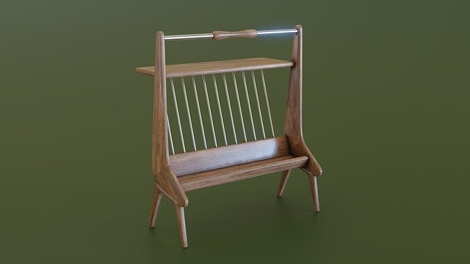 Mid-Century Magazine Rack Low-poly 3D model