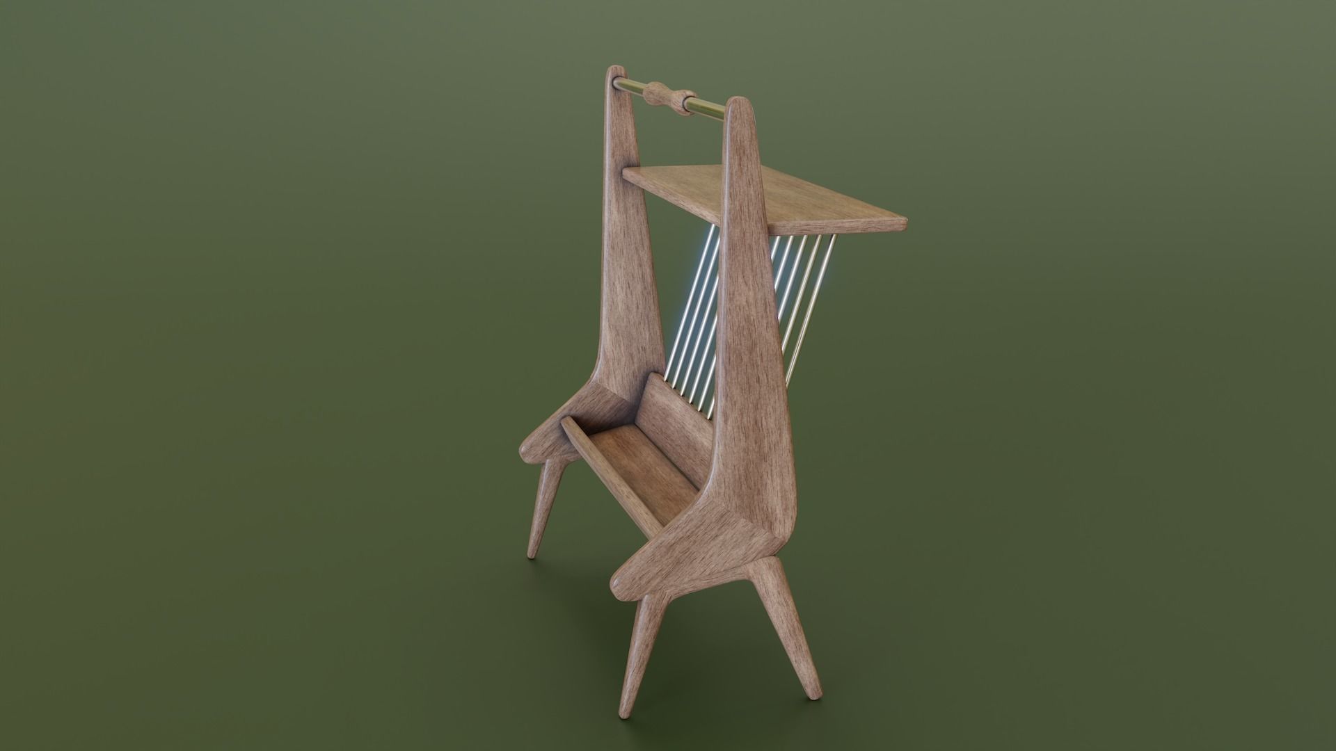 Mid-Century Magazine Rack Low-poly 3D model_3