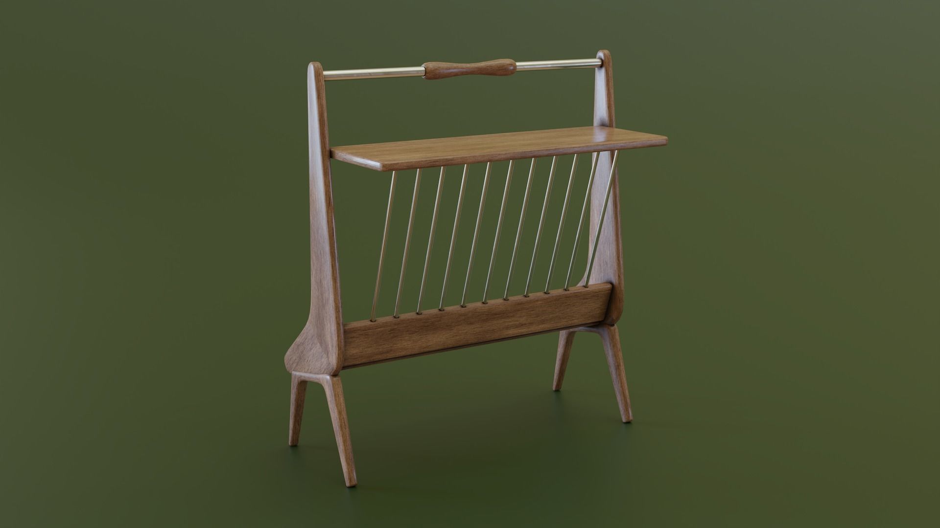 Mid-Century Magazine Rack Low-poly 3D model_2