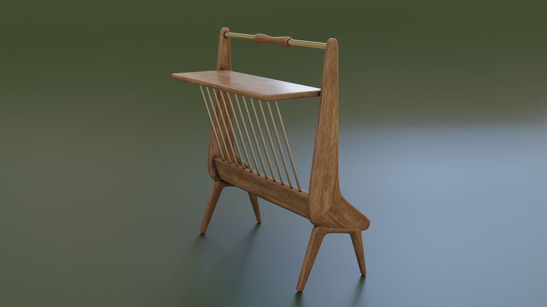 Mid-Century Magazine Rack Low-poly 3D model_5
