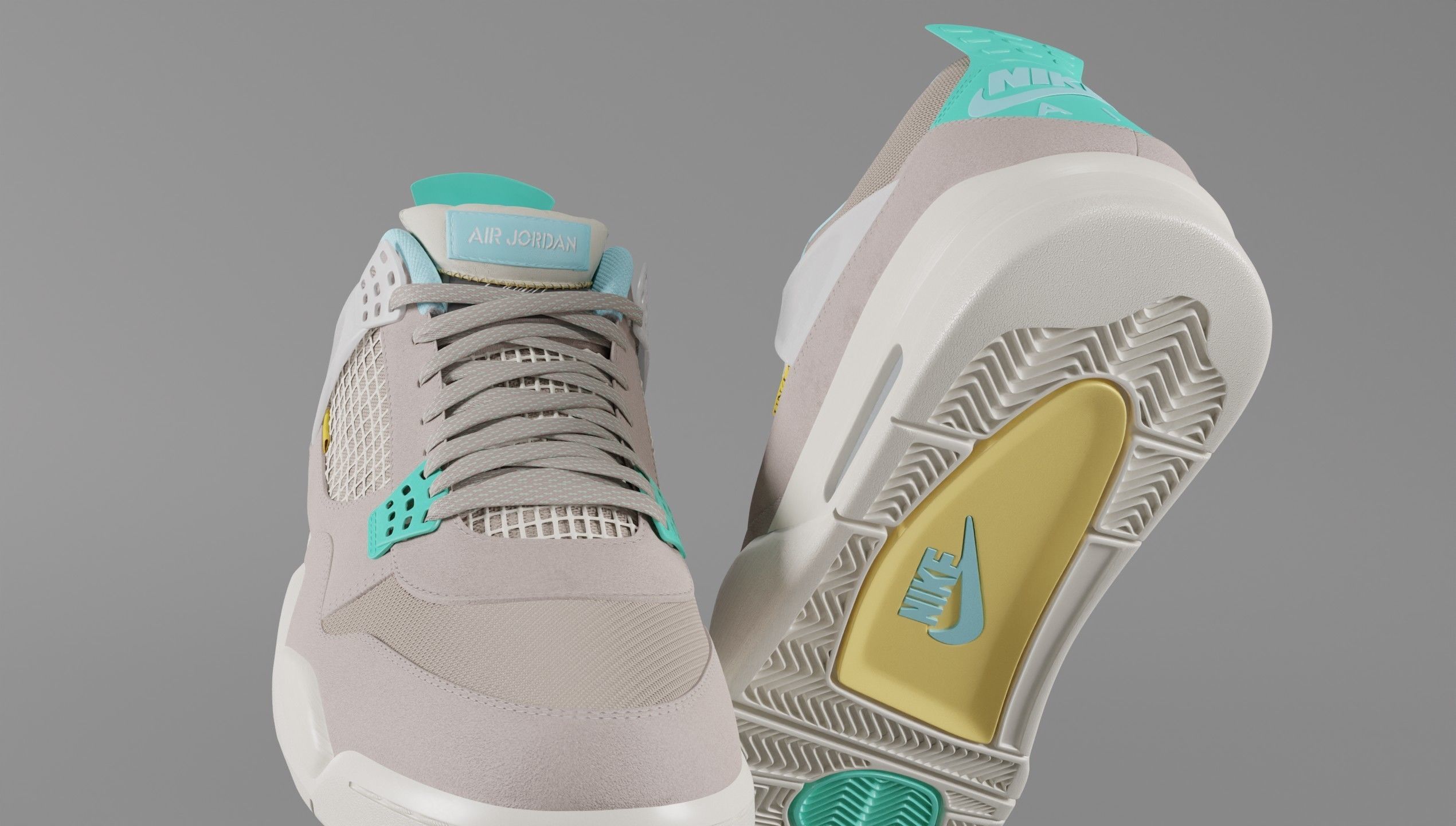 Jordan 4 Union LA Taupe Haze Low-poly 3D model_13