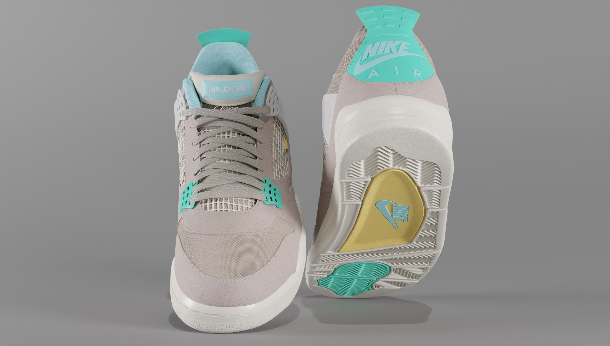 Jordan 4 Union LA Taupe Haze Low-poly 3D model_16