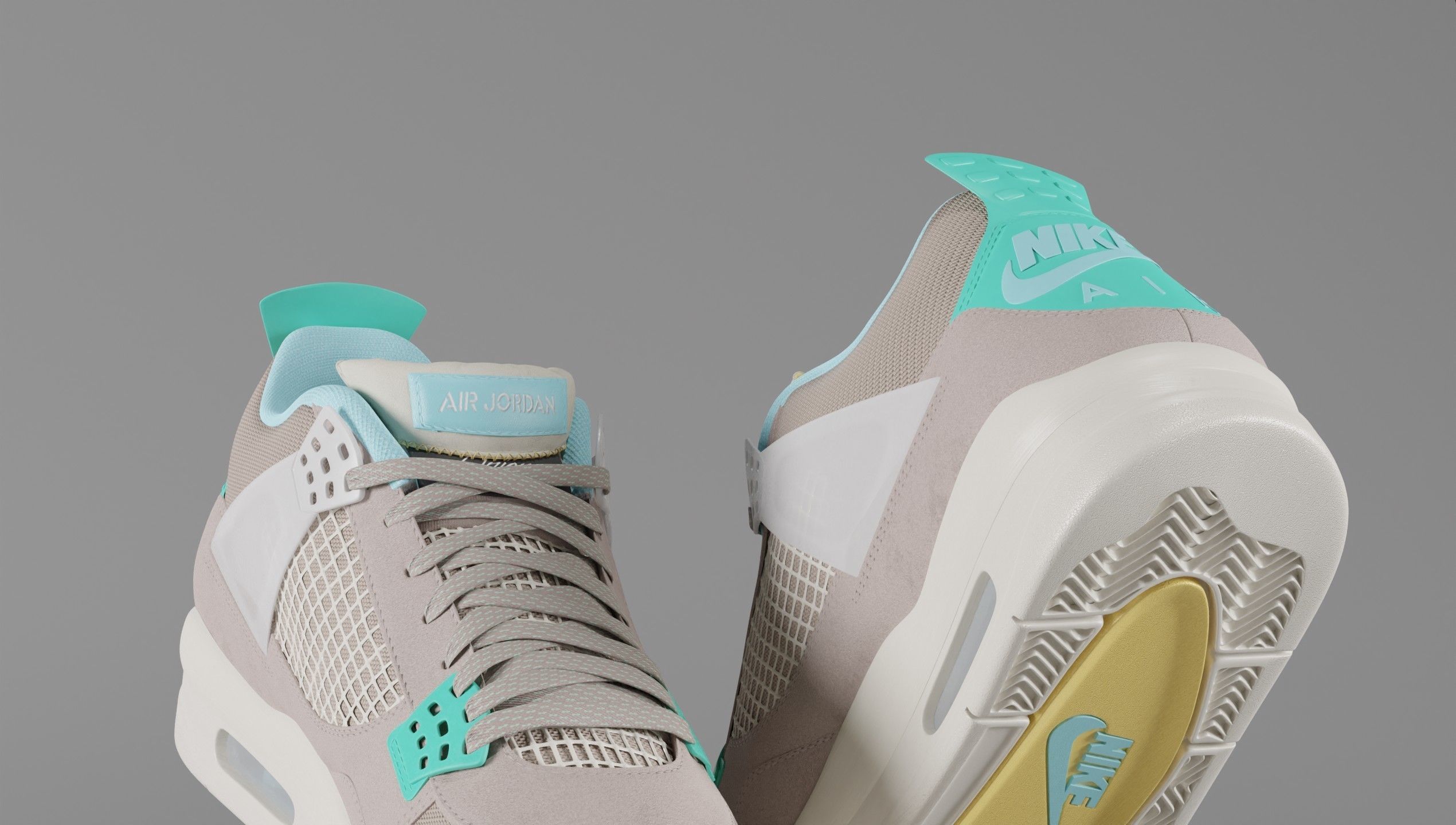 Jordan 4 Union LA Taupe Haze Low-poly 3D model_3