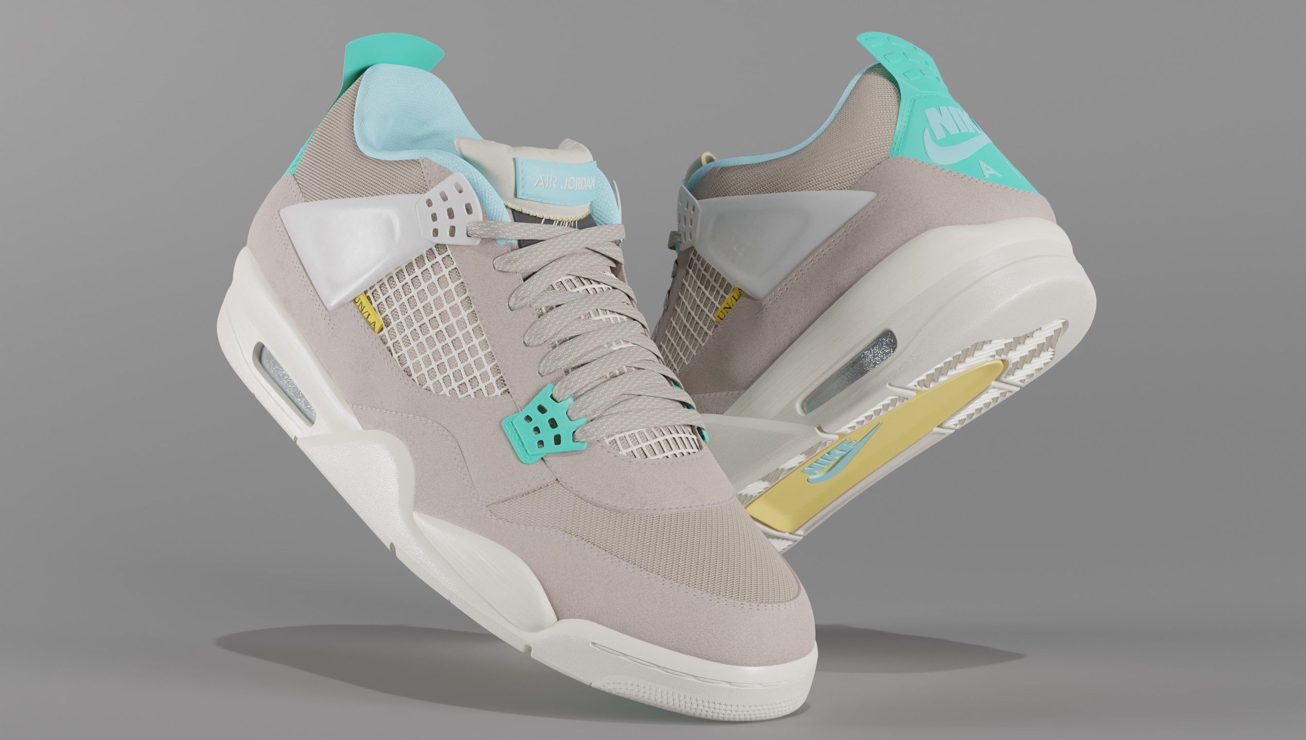 Jordan 4 Union LA Taupe Haze Low-poly 3D model_14