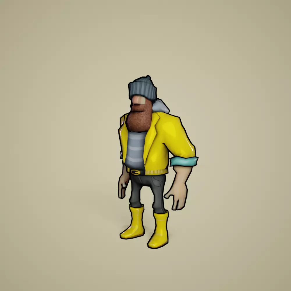 Fisherman - 3D animated model Low-poly 3D model_0