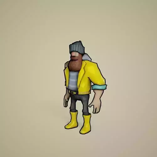 Fisherman - 3D animated model Low-poly 3D model