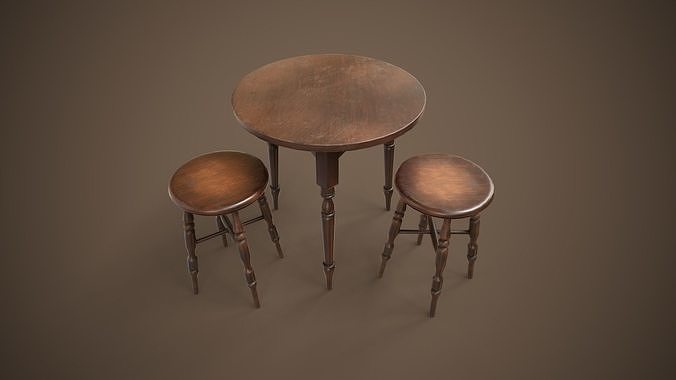 Set of vintage tables and chairs 3D Model Pack 3
