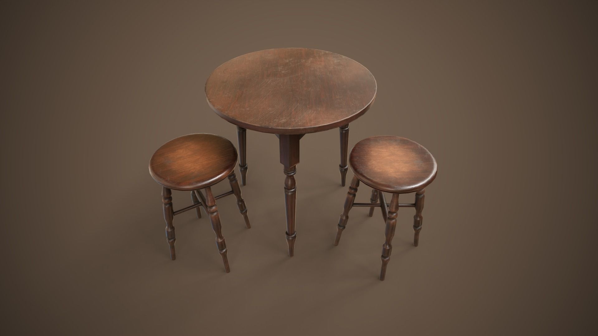 Set of vintage tables and chairs 3D Model Collection_2