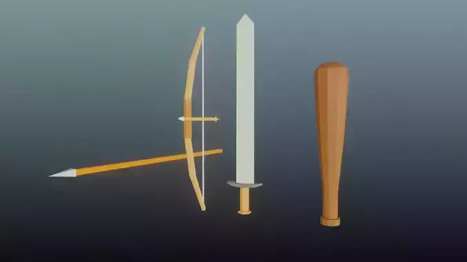 Lowpoly Primitive Weapons Free low-poly 3D model