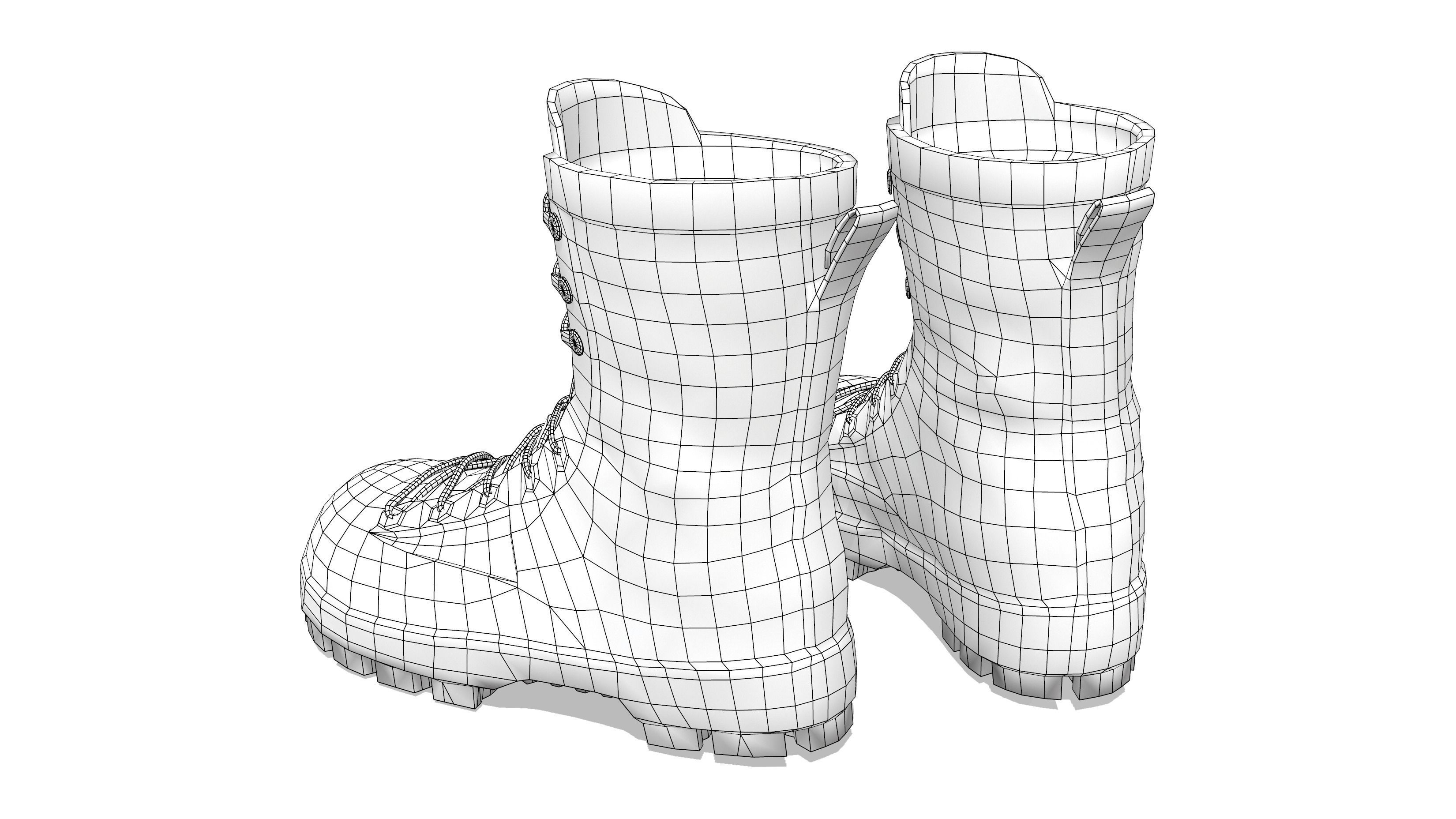 Combat Boots Low-poly 3D model_7