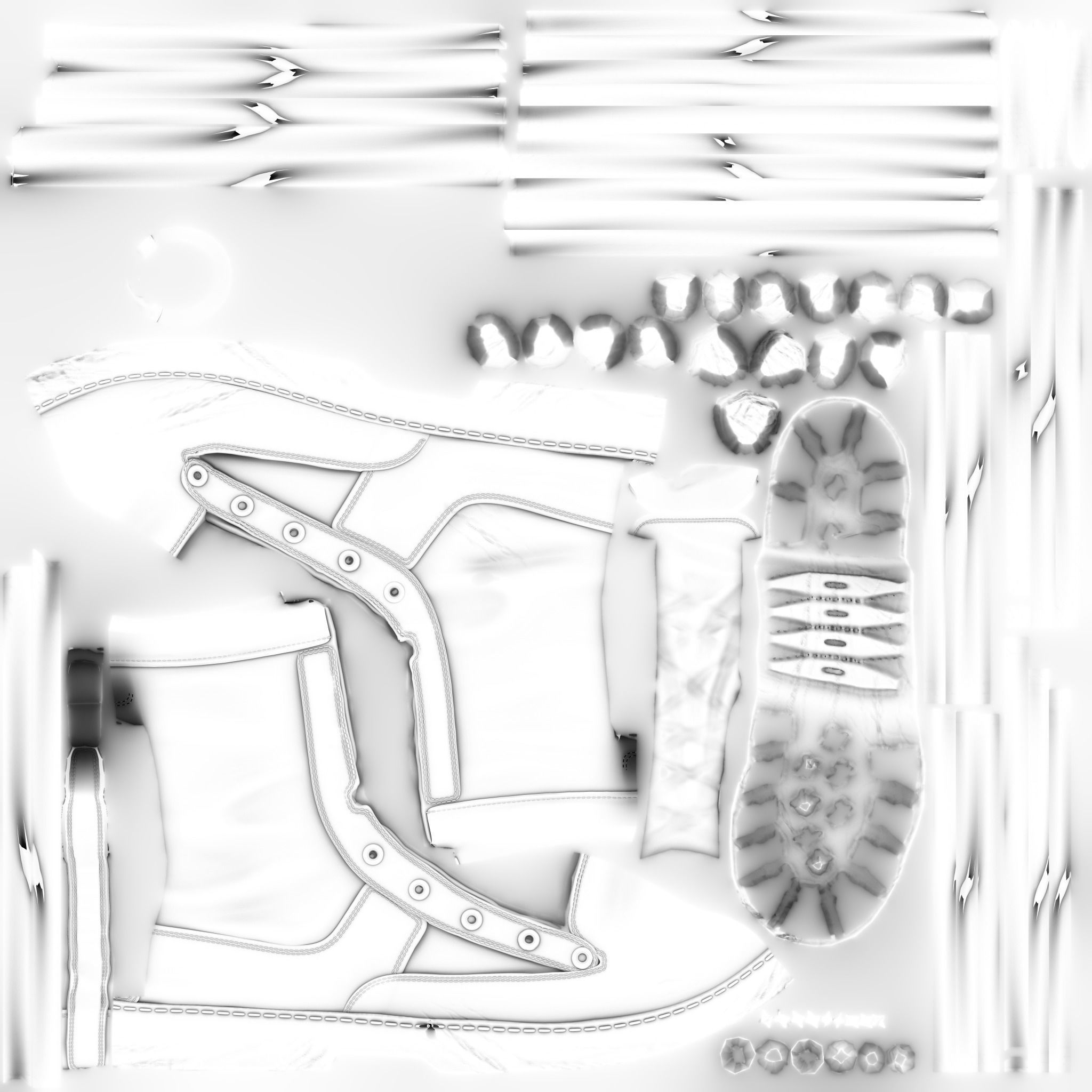 Combat Boots Low-poly 3D model_12