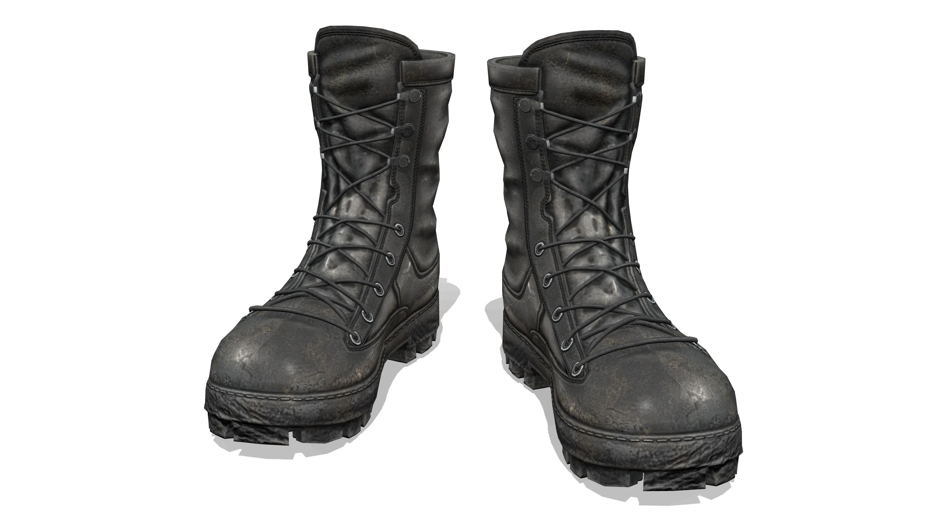Combat Boots Low-poly 3D model_2