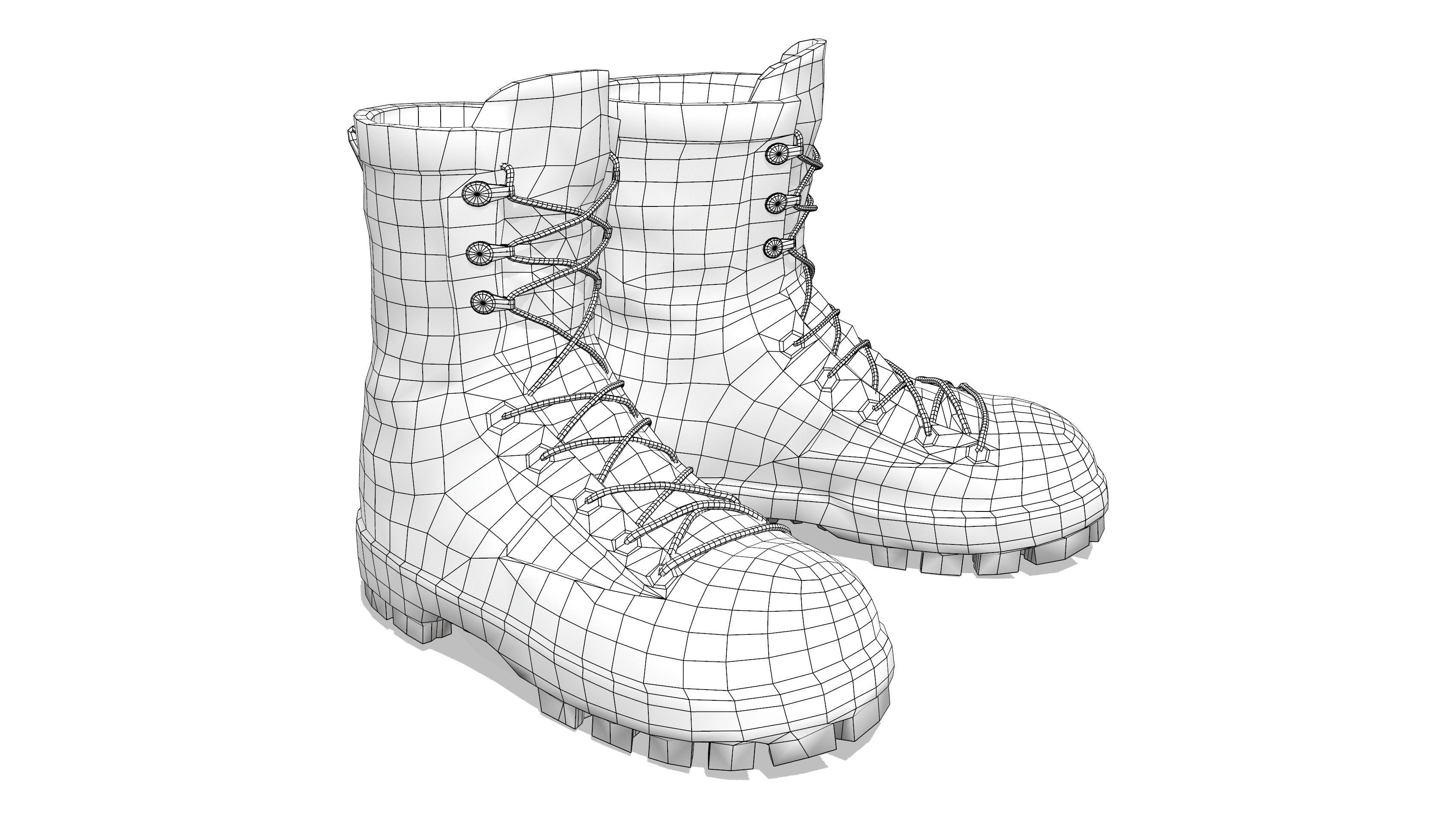 Combat Boots Low-poly 3D model_6