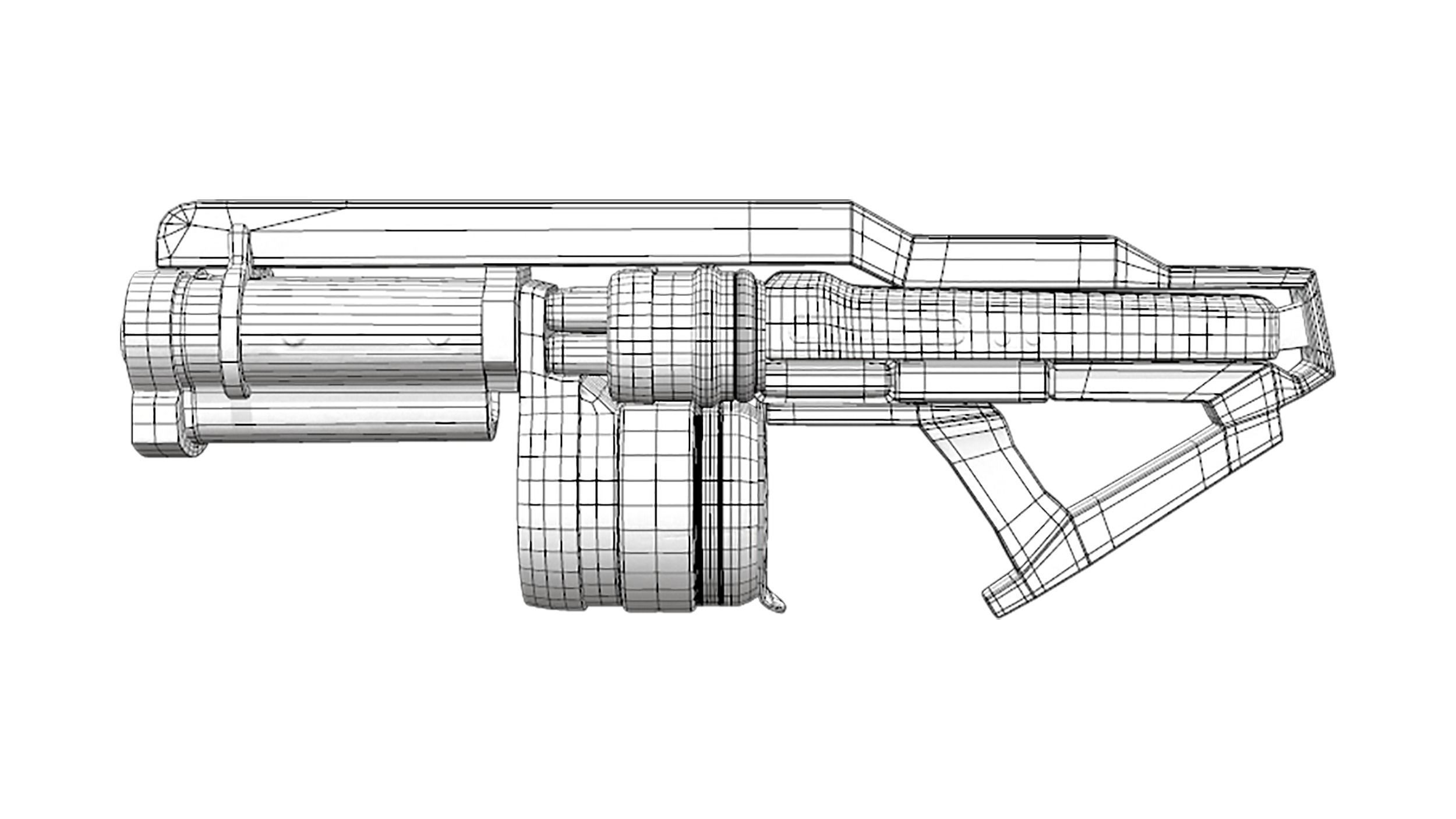 Futuristic Combat Gun Low-poly 3D model_6