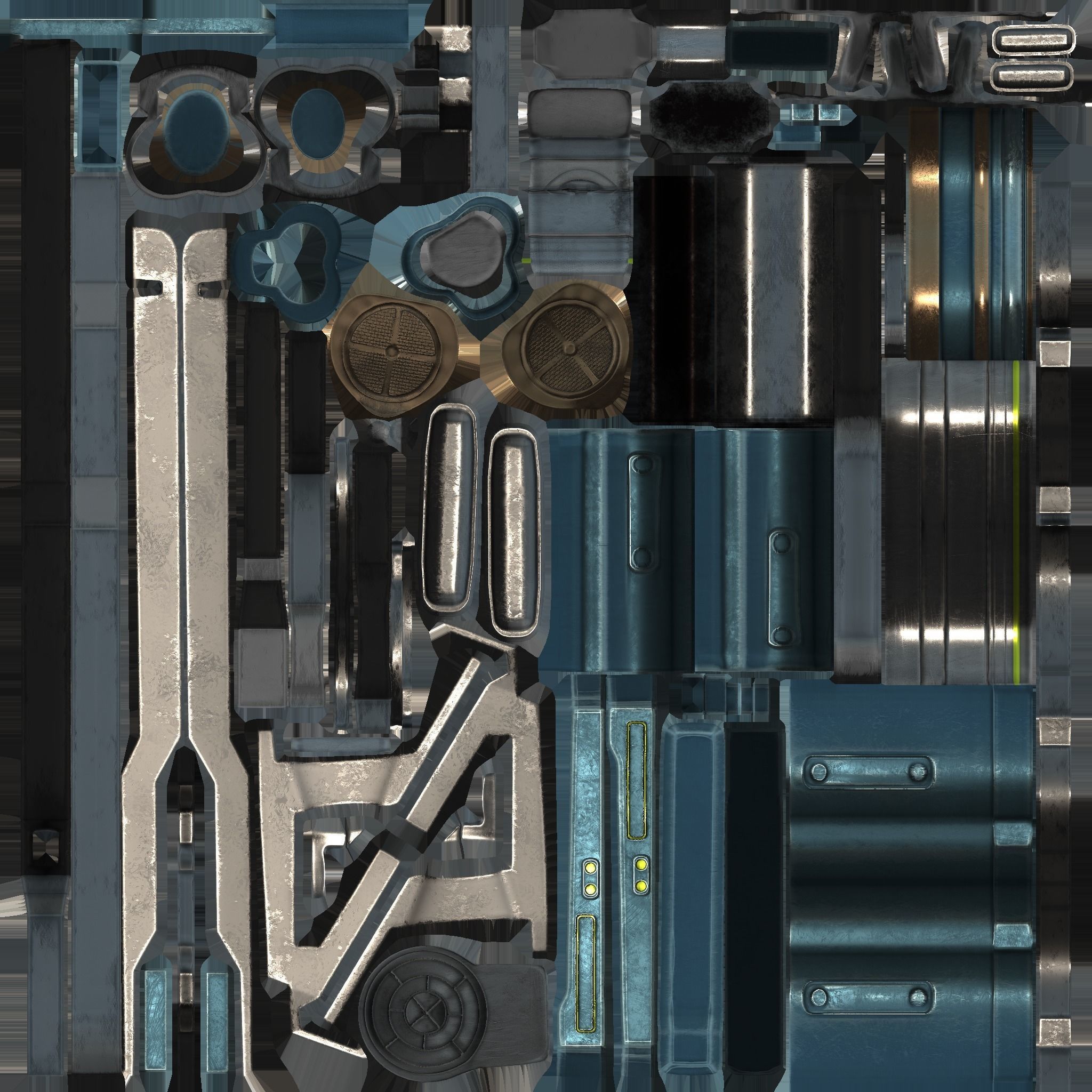 Futuristic Combat Gun Low-poly 3D model_9