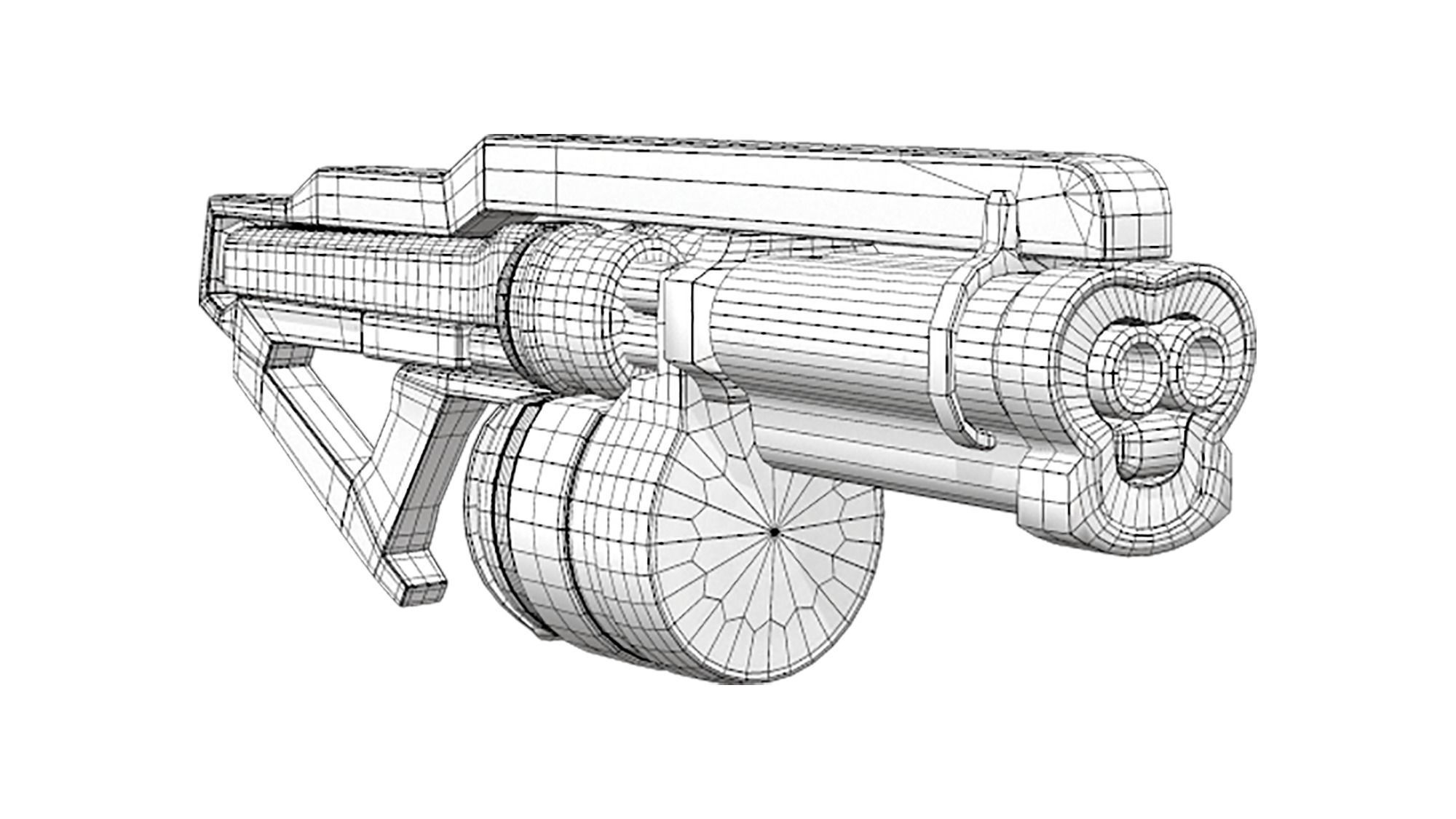 Futuristic Combat Gun Low-poly 3D model_7