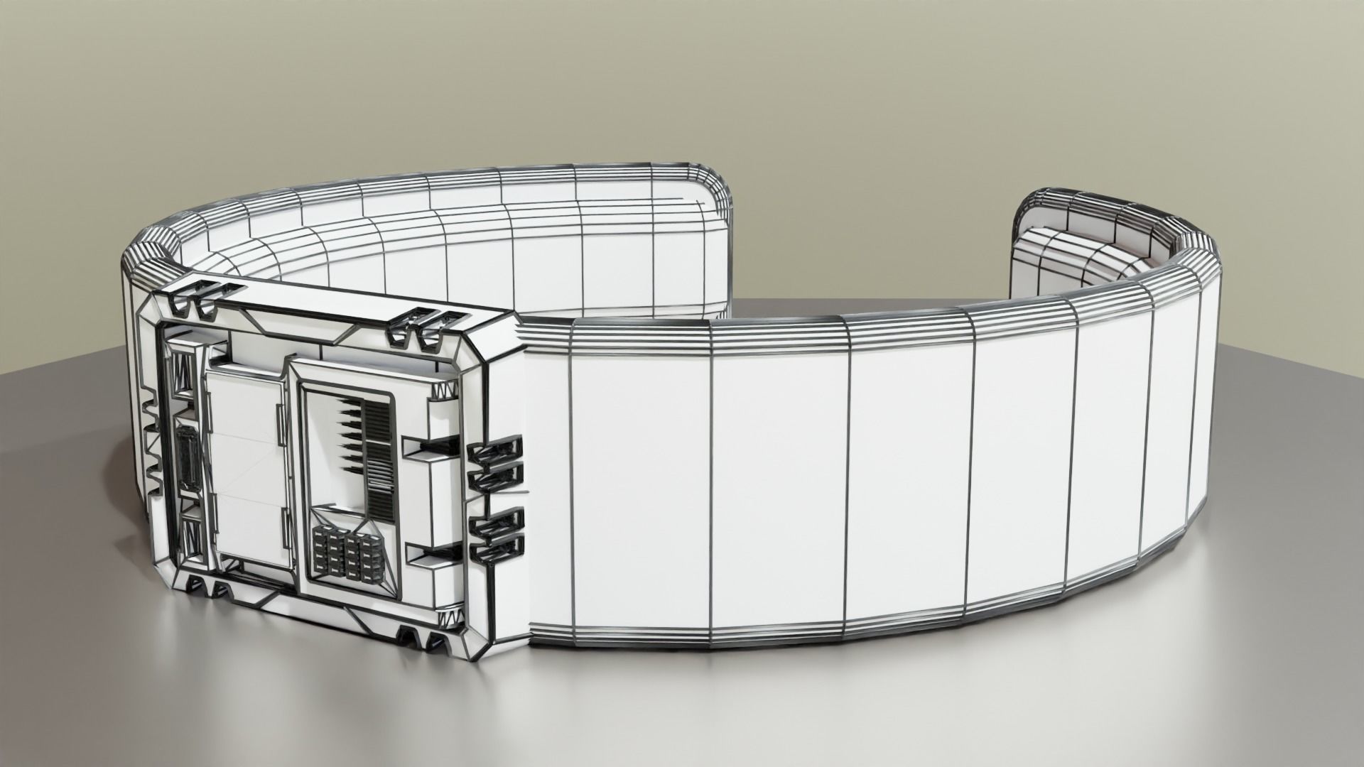 Low Poly Sci-Fi Bracelet C3PO Low-poly 3D model_1