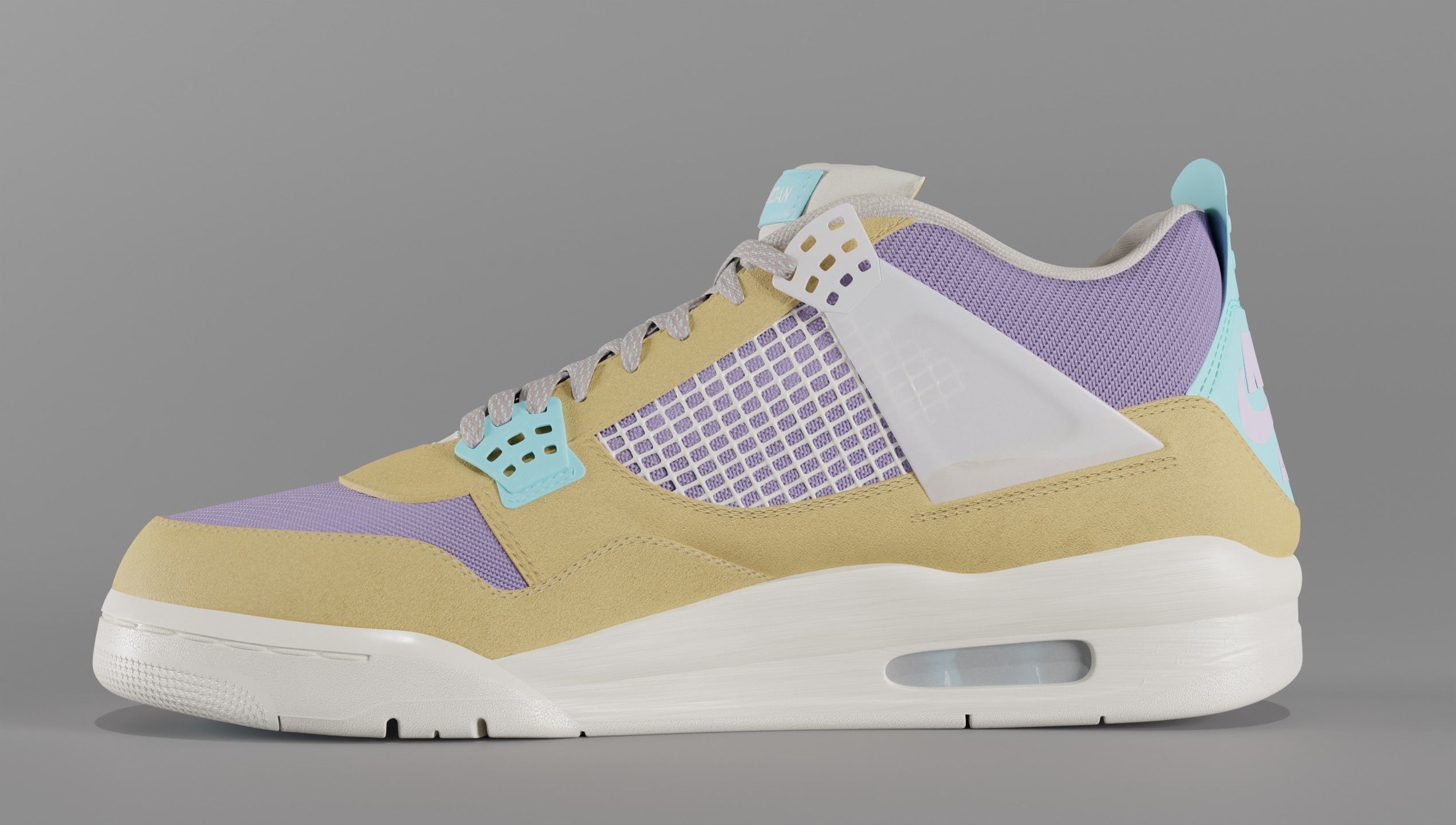 Jordan 4 Union LA Desert Moss Low-poly 3D model_18