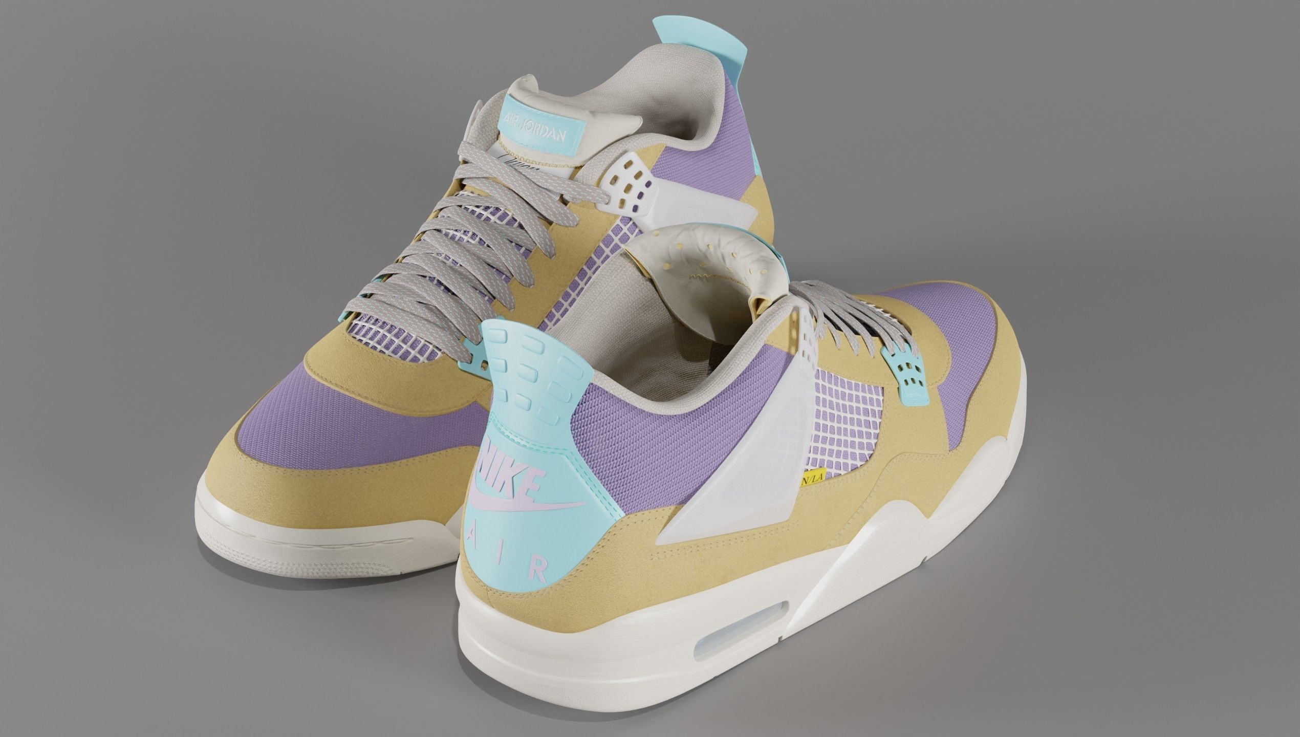 Jordan 4 Union LA Desert Moss Low-poly 3D model_36