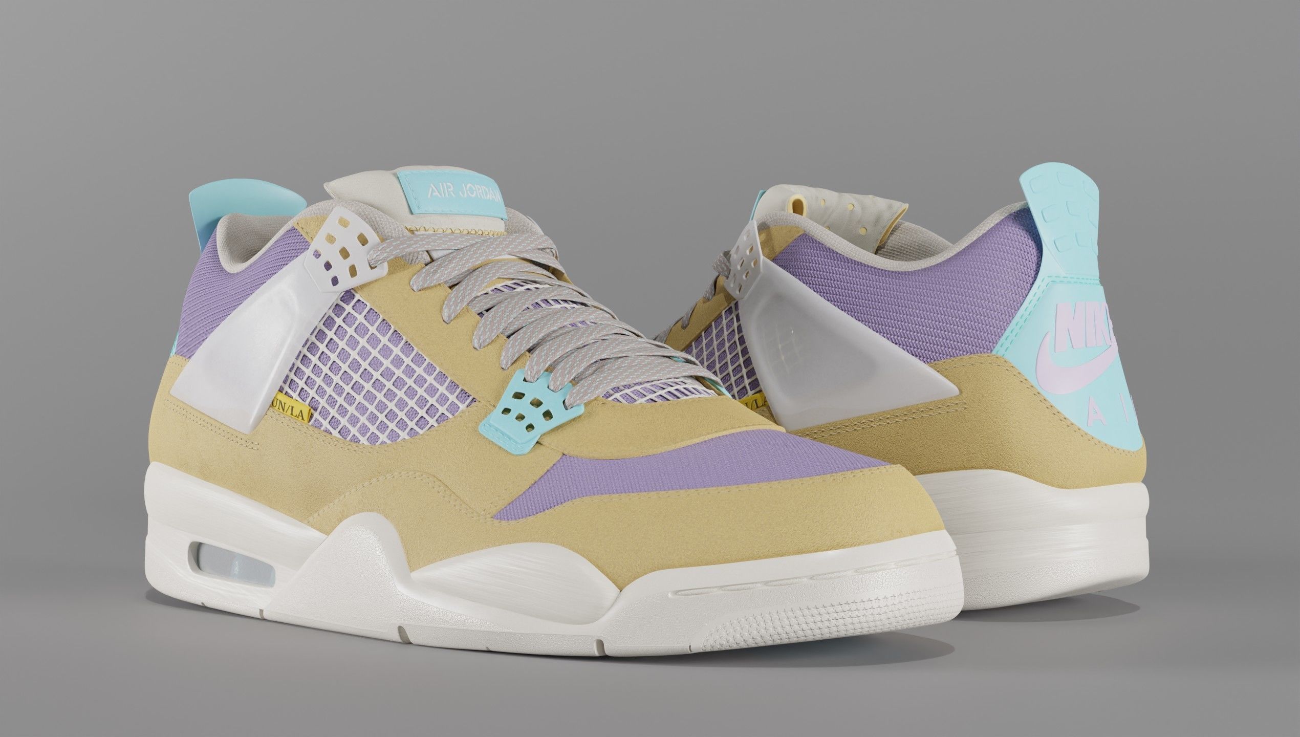 Jordan 4 Union LA Desert Moss Low-poly 3D model_22